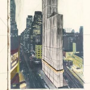 クリスト　「WRAPPED BUILDING, PROJECT FOR 1 TIMES SQUARE, ALLIED CHEMICAL TOWER, NEW YORK」の買取作品画像　リトグラフ　コラージュ